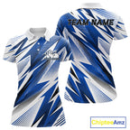 Custom Blue Bowling Team Polo Shirts, Bowling League Shirt Bowler Jerseys