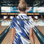 Custom Blue Bowling Team Polo Shirts, Bowling League Shirt Bowler Jerseys