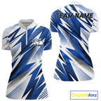 Custom Blue Bowling Team Quarter-Zip Shirts, Bowling League Shirt Bowler Jerseys