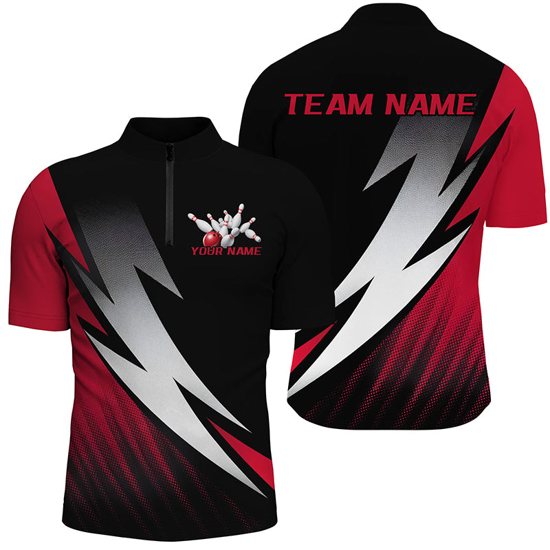 Black And Red Custom Bowling Jerseys, Bowling Team Shirts Bowling Tournament Outfits