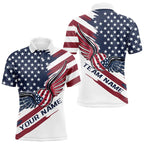 Custom US Flag Patriotic Pickleball Polo Shirts, Pickleball Ball With Wings Shirt