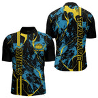 Custom Blue And Yellow Strike Bowling Quarter-Zip Shirts, Bowling League Team Uniform