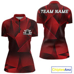Custom Red Fragmental Pattern Bowling Team Quarter-Zip Shirt, Bowling Jerseys