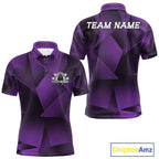 Custom Purple Fragmental Pattern Background Bowling Team Polo Shirt, Bowling Jerseys