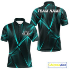 Custom Turquoise Blue Fragmental Pattern Background Bowling Team Polo Shirt Jersey