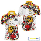 Yellow And Red Splatter Argyle Pattern Funny Beer Custom Bowling Polo Shirt