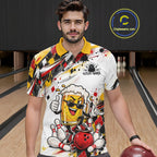 Yellow And Red Splatter Argyle Pattern Funny Beer Custom Bowling Polo Shirt