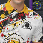 Yellow And Red Splatter Argyle Pattern Funny Beer Custom Bowling Polo Shirt