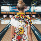 Yellow And Red Splatter Argyle Pattern Funny Beer Custom Bowling Polo Shirt