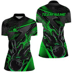 Black And Green Custom Flame Bowling Shirts, Fire Bowling Team Shirt Bowler Jersey