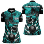 Custom Black And Turquoise Blue Shark Bowling Jerseys Team Quarter-Zip Shirt