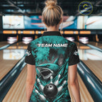 Custom Black And Turquoise Blue Shark Bowling Jerseys Team Quarter-Zip Shirt