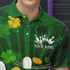 Custom Green St Patrick'S Day Bowling Polo Shirts, Celtic Team Bowling Outfits