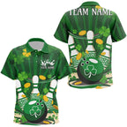Custom Green St Patrick'S Day Bowling Polo Shirts, Celtic Team Bowling Outfits