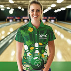 Custom Green St Patrick'S Day Bowling Polo Shirts, Celtic Team Bowling Outfits