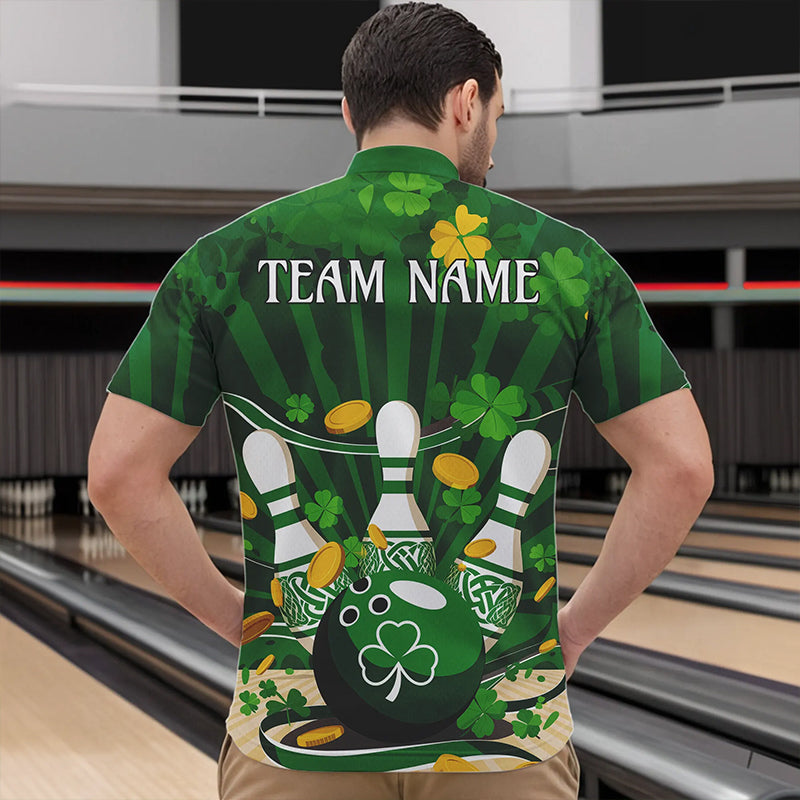 Custom Green St Patrick'S Day Bowling Quarter-Zip Shirts, Celtic Team Bowling Outfits