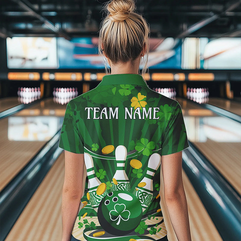 Custom Green St Patrick'S Day Bowling Quarter-Zip Shirts, Celtic Team Bowling Outfit