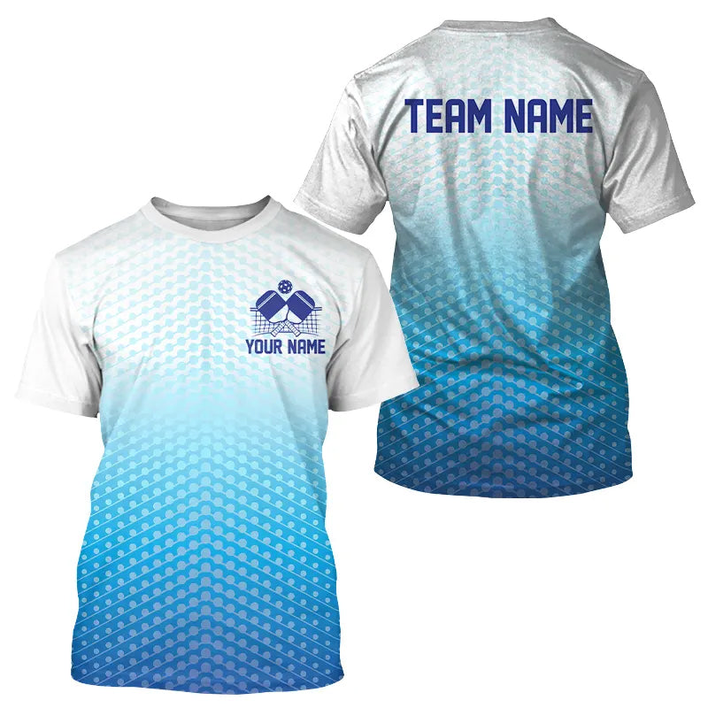 Custom Blue Pickleball T-Shirts, Pickleball Team Shirt With Name