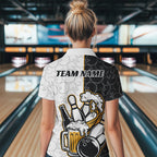 Custom Funny Bowling And Beer Team Bowling Quarter-Zip Shirts, Bowling Pattern Shirt
