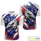 Custom Patrotic Eagle Bowling Quarter-Zip Team Shirt, US Flag Bowling Jerseys