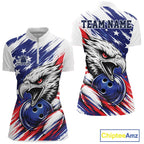 Custom Patrotic Eagle Bowling Quarter-Zip Team Shirt, US Flag Bowling Jerseys
