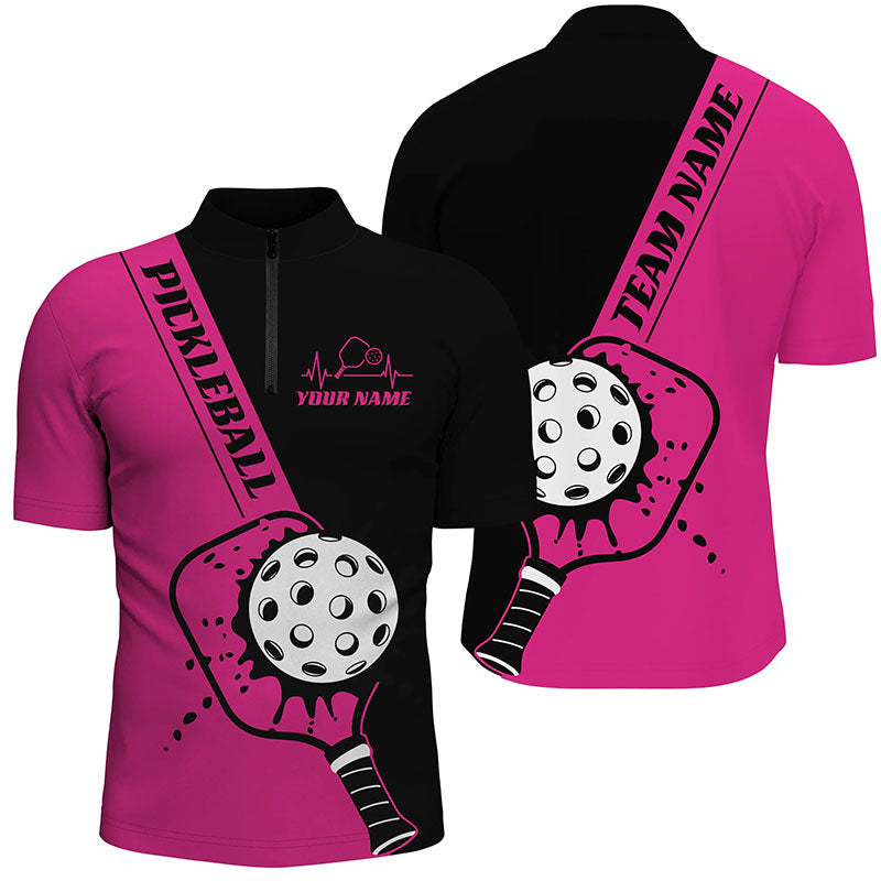 Black And Pink Custom Pickleball Team Shirts, Pickleball Jersey 'S Pickleball Outfit