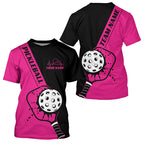 Black And Pink Custom Pickleball Team T-Shirts, Pickleball Jersey 'S Pickleball Outfit