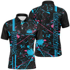 Custom Blue And Pink Strike Bowling Team Shirts, Camo Bowling League Unisex Jerseys