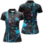 Custom Blue And Pink Strike Bowling Team Shirts, Camo Bowling League Jerseys