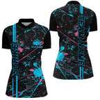 Custom Blue And Pink Strike Bowling Team Shirts, Camo Bowling League Jerseys