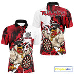 Custom Red Camo Funny Chicken Dart Polo Shirt, Hiphop Dart Jersey