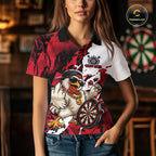 Custom Red Camo Funny Chicken Dart Polo Shirt, Hiphop Dart Jersey