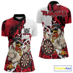 Custom Red Camo Funny Chicken Dart Quarter-Zip Shirt, Hiphop Dart Jersey