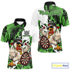 Custom Green Camo Funny Chicken Dart Polo Shirt, Hiphop Dart Jersey