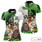 Custom Green Camo Funny Chicken Dart Polo Shirt, Hiphop Dart Jersey