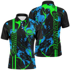 Black, Green And Blue Strike Bowling Polo Shirts, Custom Bowling Team Shirts Bowling Jerseys