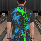 Black, Green And Blue Strike Bowling Polo Shirts, Custom Bowling Team Shirts Bowling Jerseys