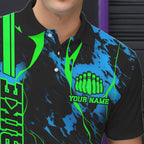 Black, Green And Blue Strike Bowling Polo Shirts, Custom Bowling Team Shirts Bowling Jerseys
