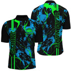 Black, Green And Blue Strike Bowling Quarter Zip Shirts, Custom Bowling Team Shirts