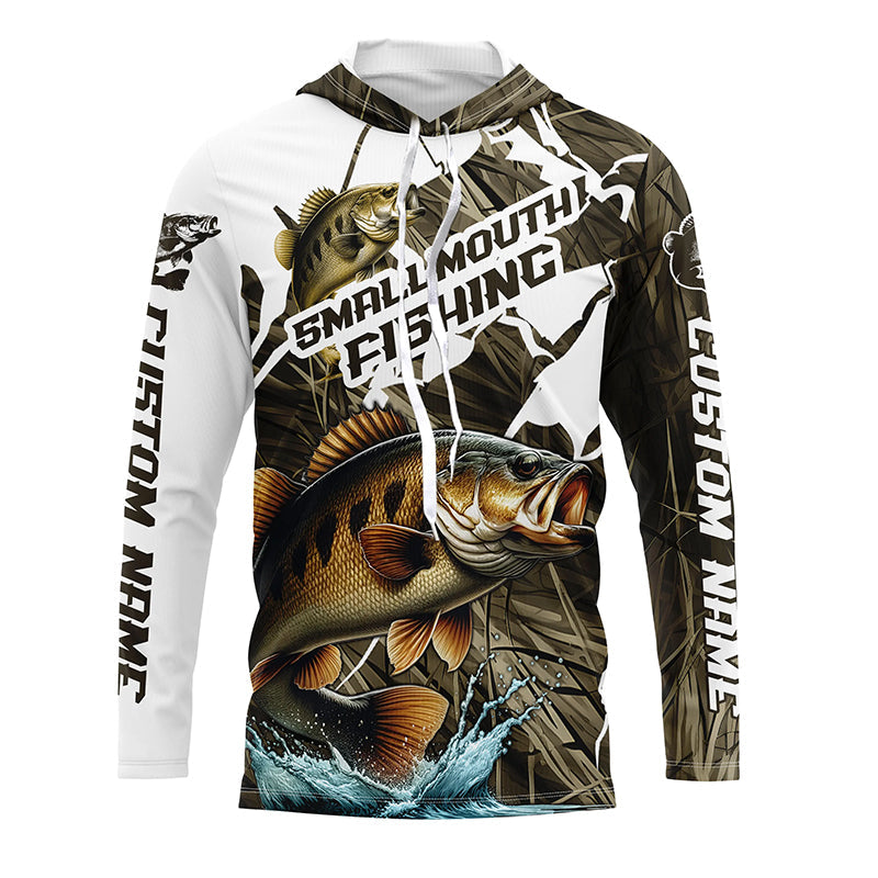 Custom Smallmouth Bass Fishing Long Sleeve Tournament Fishing Shirts, Smallmouth Fishing Jerseys