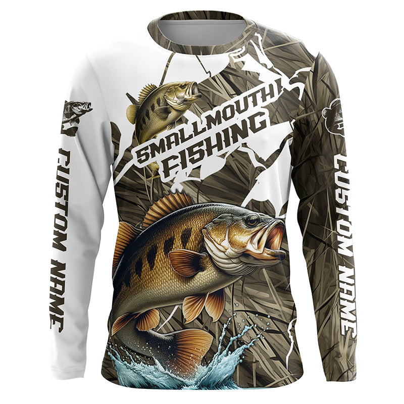 Custom Smallmouth Bass Fishing Long Sleeve Tournament Fishing Shirts, Smallmouth Fishing Jerseys