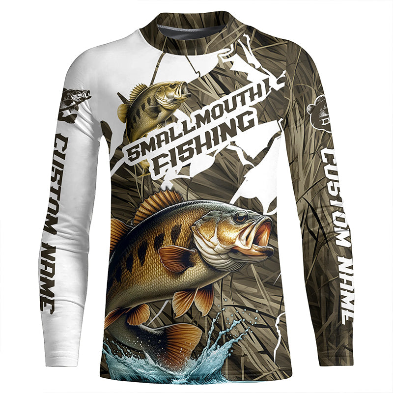 Custom Smallmouth Bass Fishing Long Sleeve Tournament Fishing Shirts, Smallmouth Fishing Jerseys