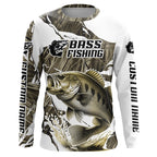 Grass Camo Custom Smallmouth Bass Fishing Long Sleeve Fishing Shirts, Smallmouth Fishing Apparel