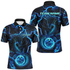 Black And Blue Thunder Lightning Custom Dragon Bowling Shirts, Bowling Team Jerseys