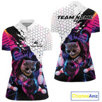 Custom Neon Funny Cat Bowling Quarter-Zip Shirt, Retro Cat Lovers Gift For Bowlers
