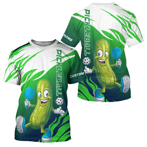 Green Funny Pickle Play Pickleball Custom T-Shirts, Pickle Ball Team Shirts