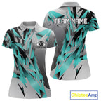 Turquoise Blue Custom Bowling Jersey, Matching Bowling Team Polo Shirt Bowler Gift