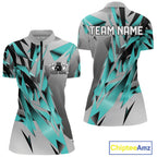 Turquoise Blue Custom Bowling Jersey, Matching Bowling Team Quarter-Zip Shirt