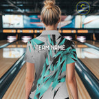 Turquoise Blue Custom Bowling Jersey, Matching Bowling Team Quarter-Zip Shirt