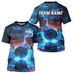 Blue Lightning Patriotic American Flag Custom Bowling Team And